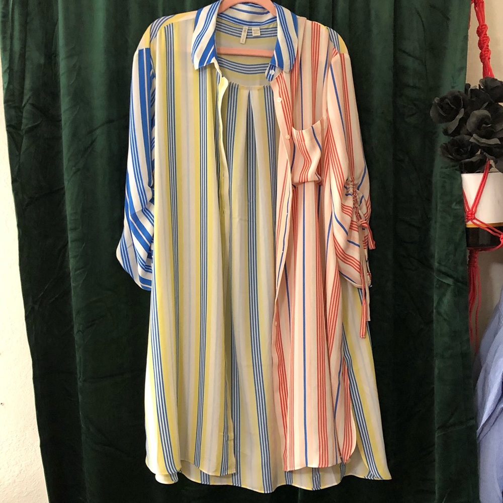 Long stripe over blouse